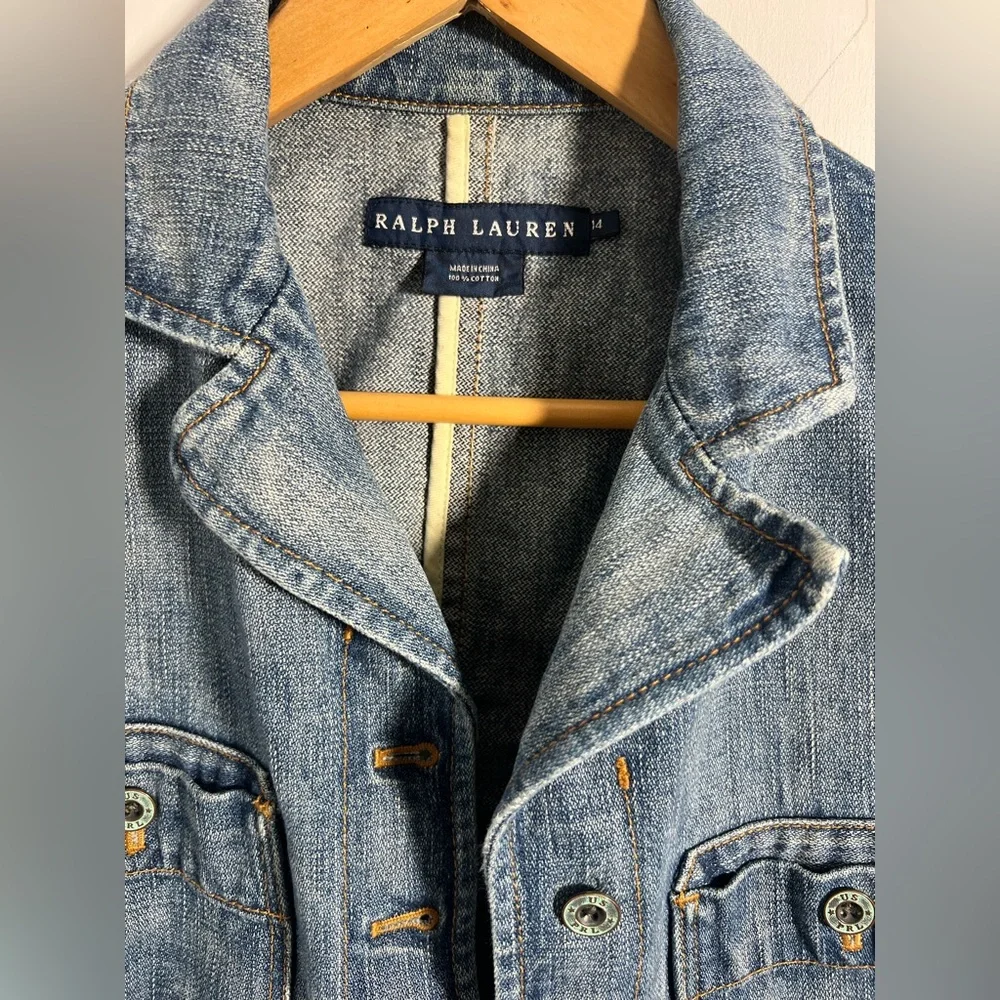 Vintage Ralph Lauren Denim Jacket | Tailored Puff Shoulder | Button Front | - Picture 7 of 7